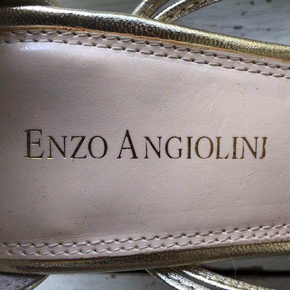 Golden Kitten Heel Leather Gladiator Sandals - Picture 3 of 10